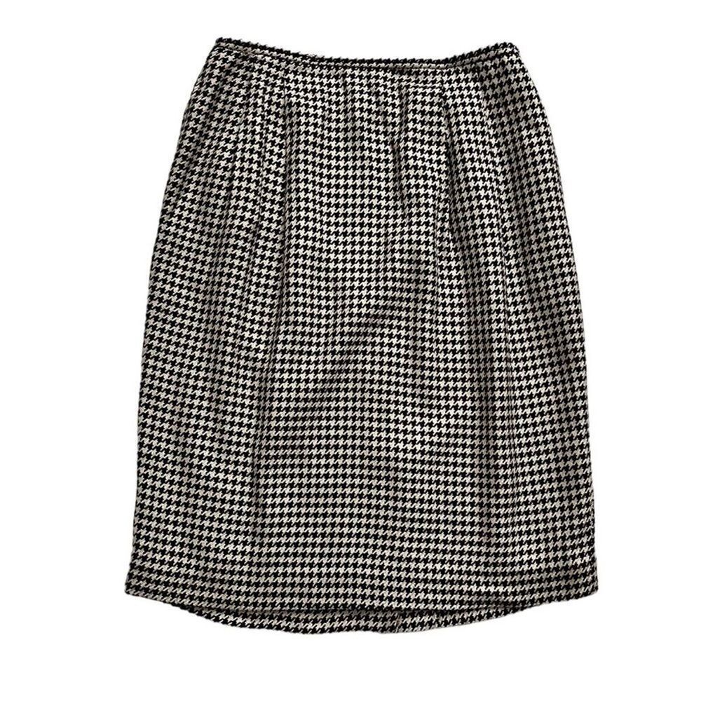 Jones New York Vintage Houndstooth Pencil Skirt Classic Career Tan Brown